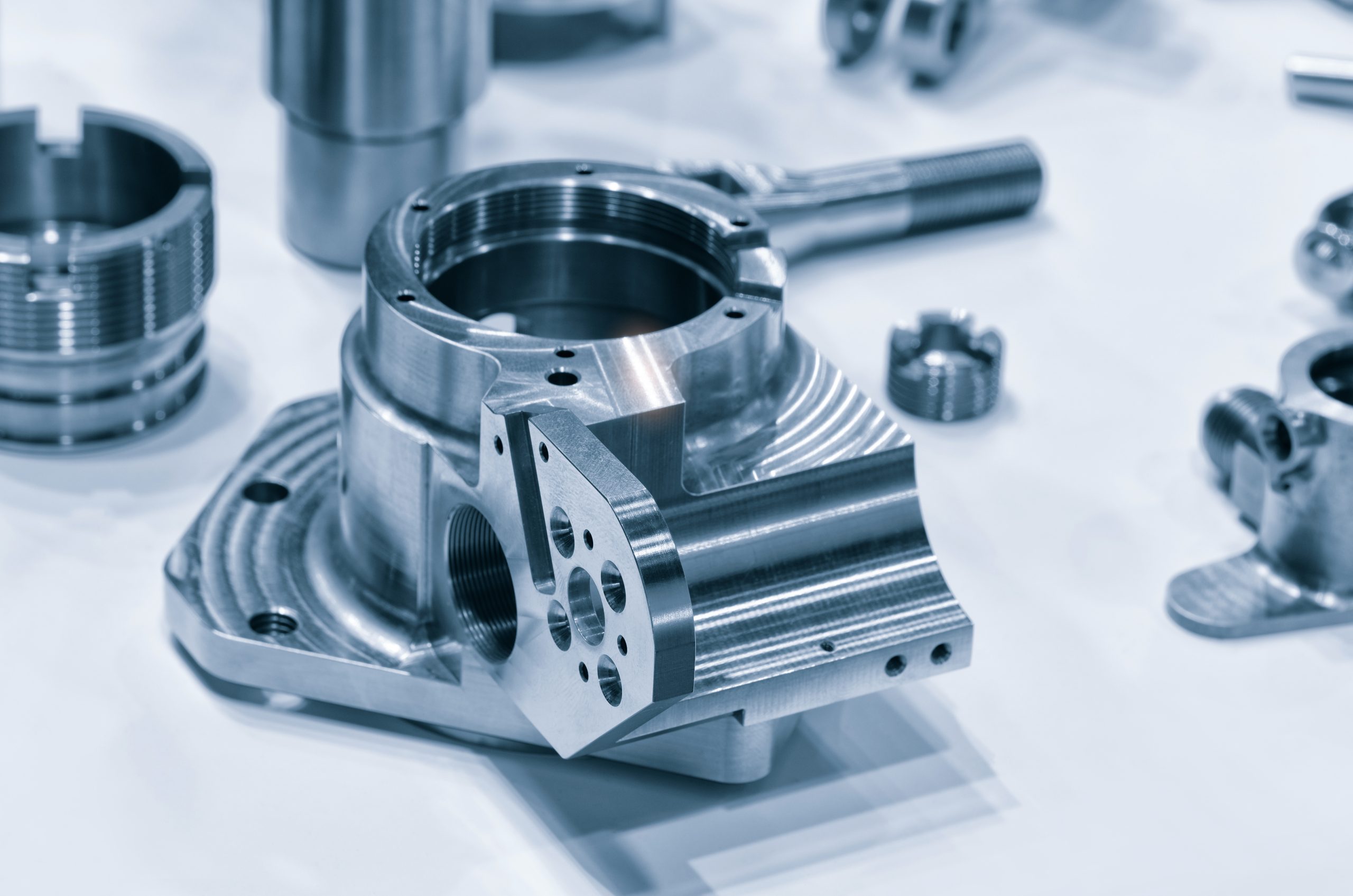 Many types of metal details industrial design background, engineering technology concept metal details industrial design